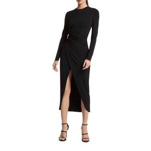 Michael Kors Collection Black Jersey Long Sleeve Midi Dress NWT Size:14 Italy